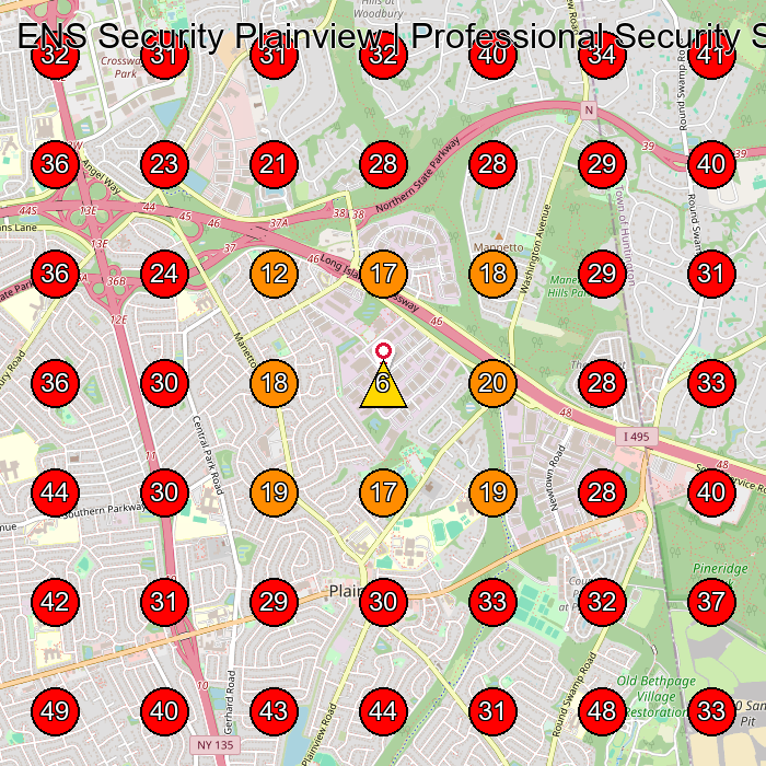 ENS Security Plainview | Professional Security System Wholesaler GeoGrid visibility map for Machine Shop in Plainview